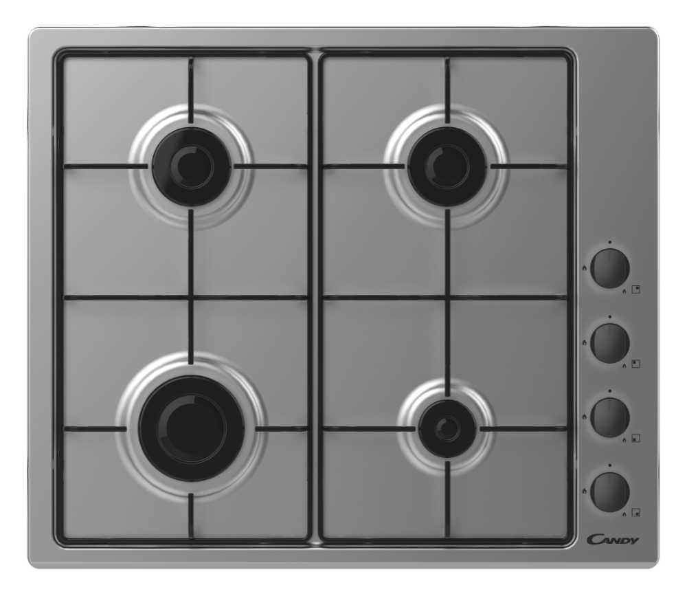 Candy Gas Hob 4 Gas 60cm Steel