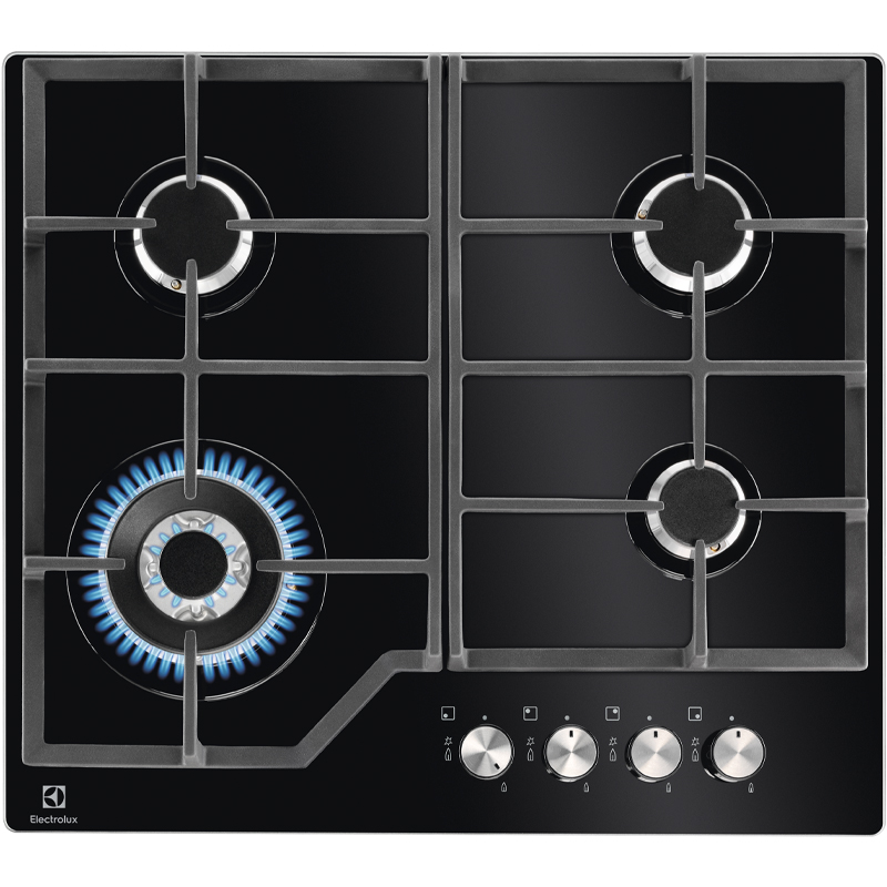 Electrolux BI Hob Glass 4 Burner 60Cm Black