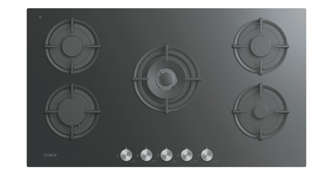 Candy Hob,5 Gas on Glass 90cm Black